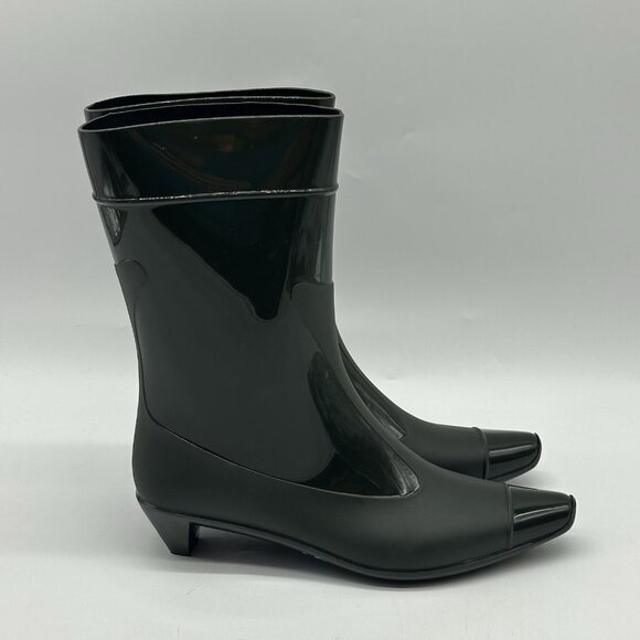Jeffrey Campbell Drench Cap Toe Green Rubber Heel Rain Boots Women's Size 10 New - Picture 3 of 11
